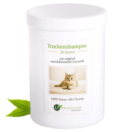 Trockenshampoo f&uuml;r Katzen - mit original marokkanischer Lavaerde | Vegan und Bio | zur chemiefreien Fellpflege | 800 g